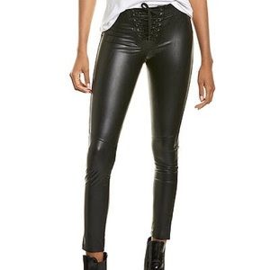 David Lerner Lace Up Leather Look Leggings